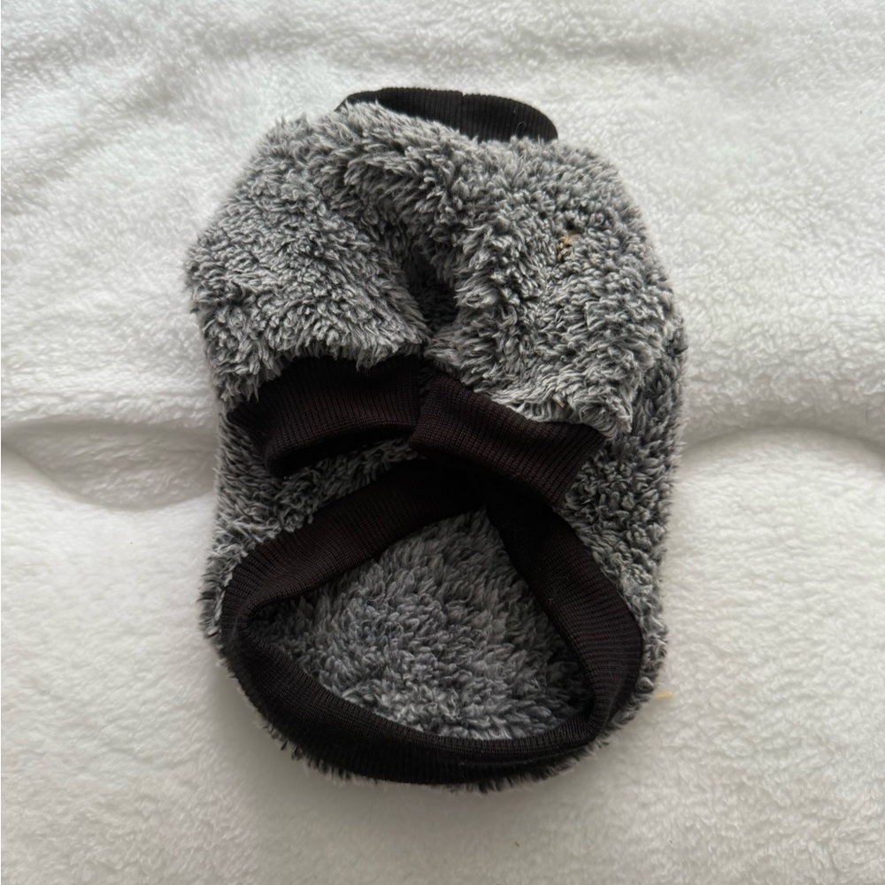Gray and Black Fuzzy Dog Sweater